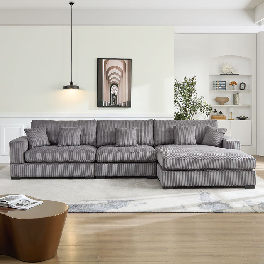 148.03'' Mid Century Modern Sectional 4-Seater Sectional.polyester.suitable - GREY - primary color shot