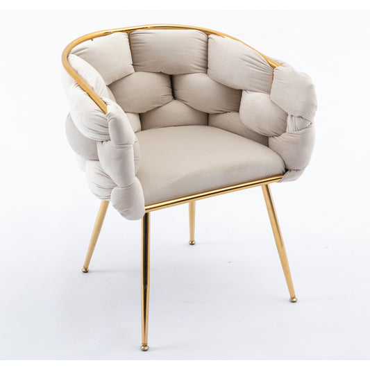 Beige Velvet Accent Chair