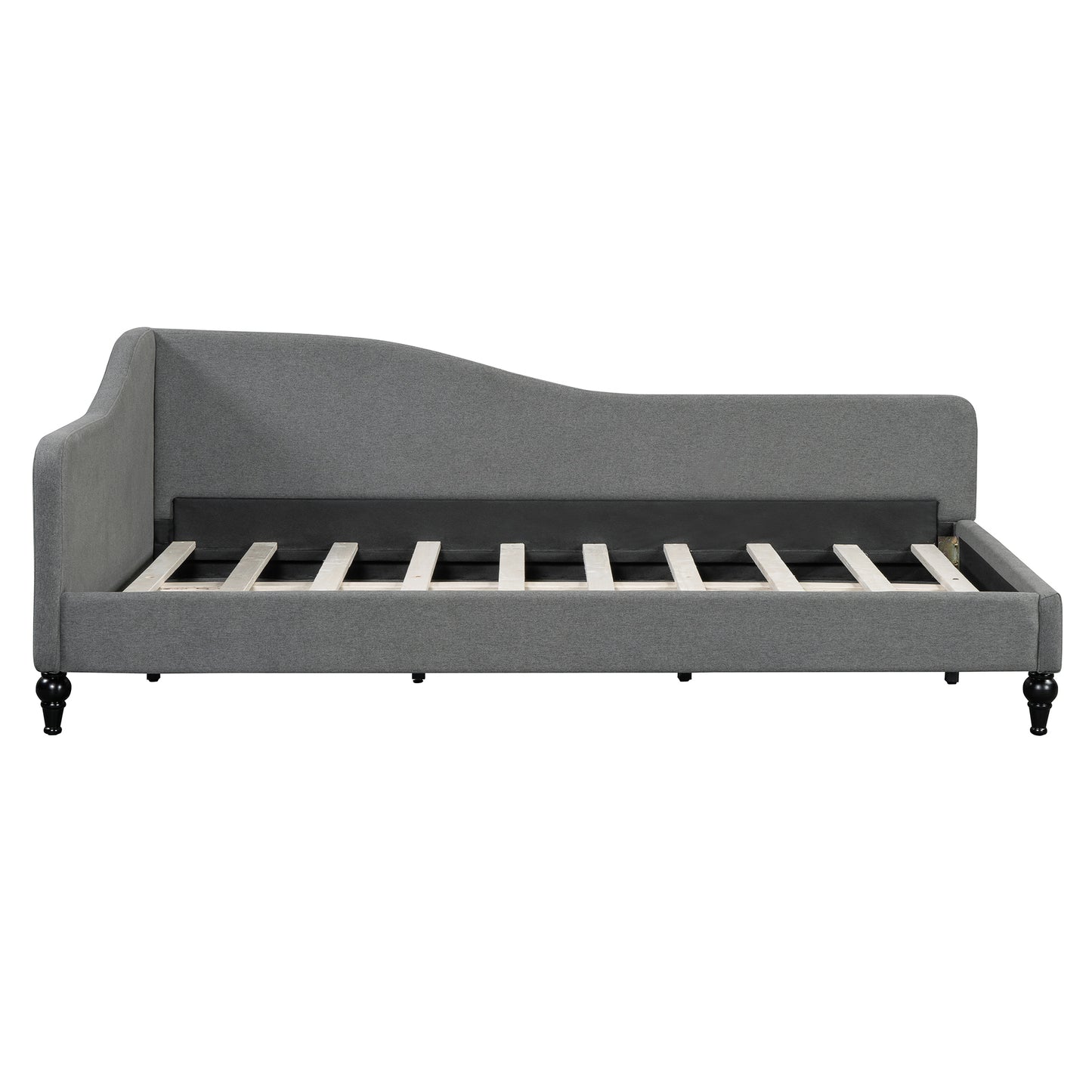 Thorne Twin Size L-Shaped Linen Daybed, with Solid Wood Legs, Gray