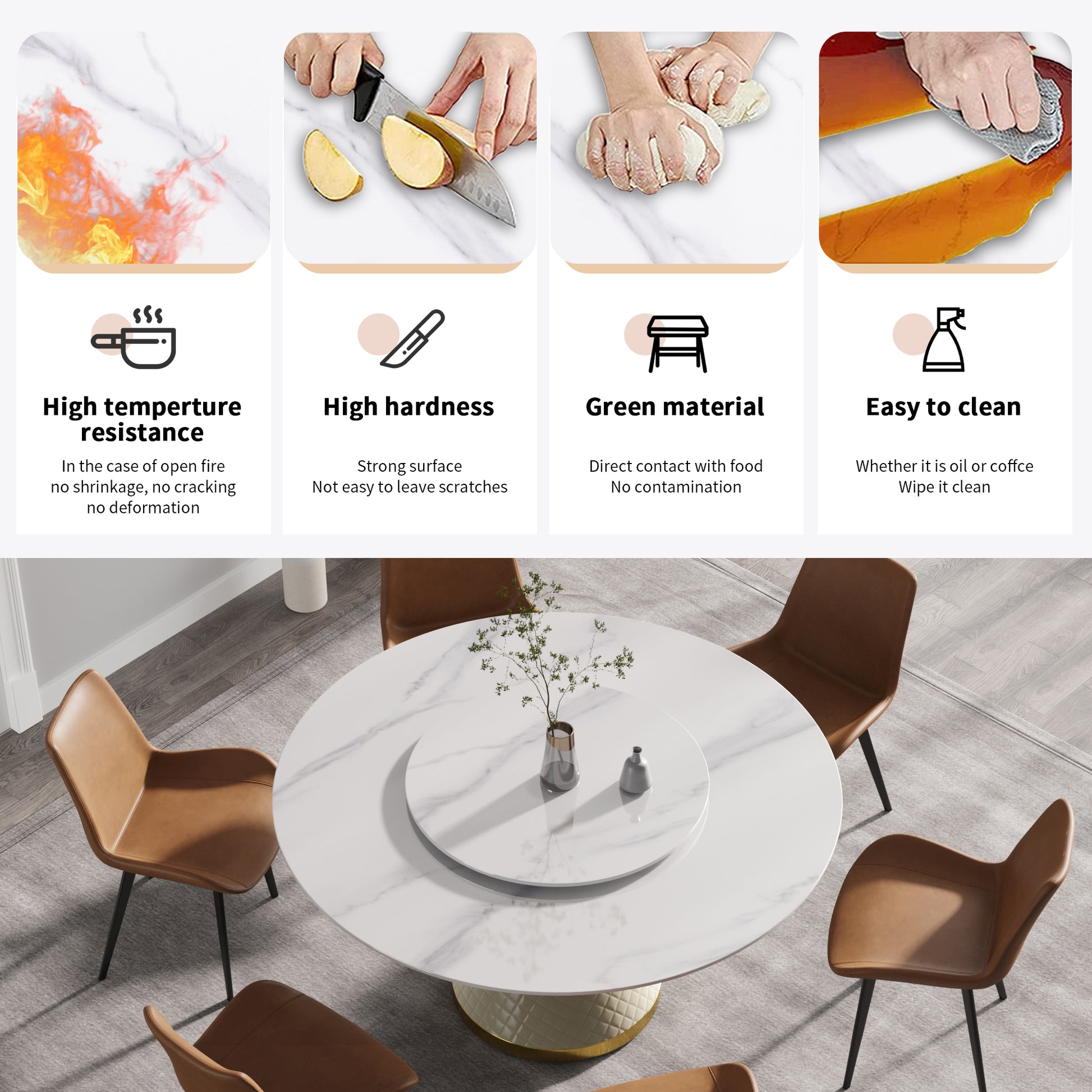 Eulalia 59" Round Artificial Stone Dining Table