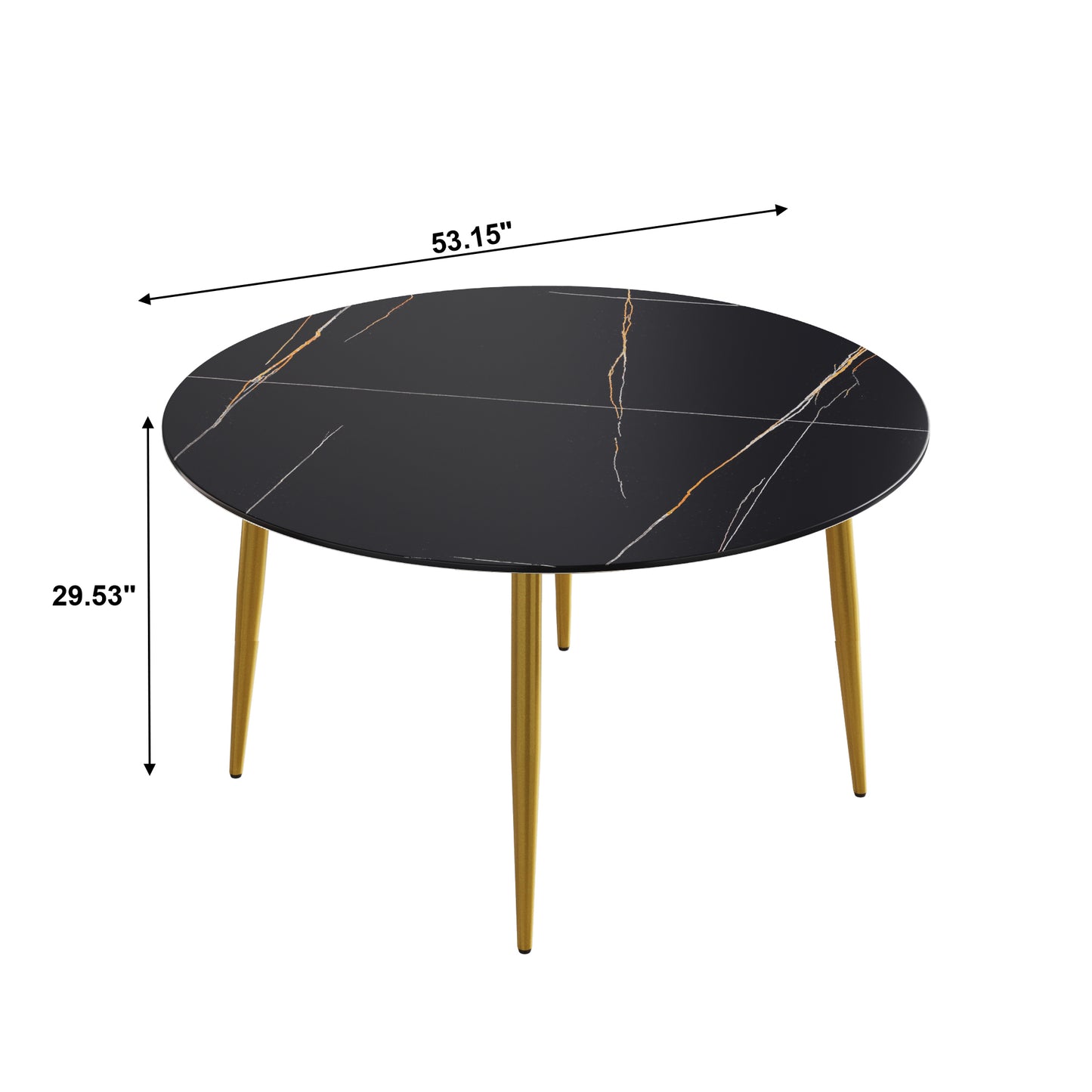 Saffron 53" Modern Artificial Stone Dining Table with Gold Legs