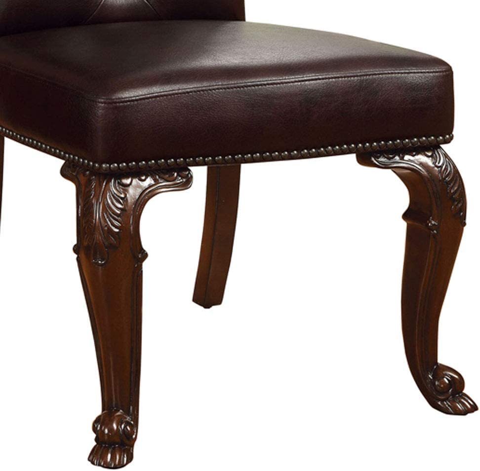 Roland Traditional Padded Leatherette Side Chair, Brown Cherry