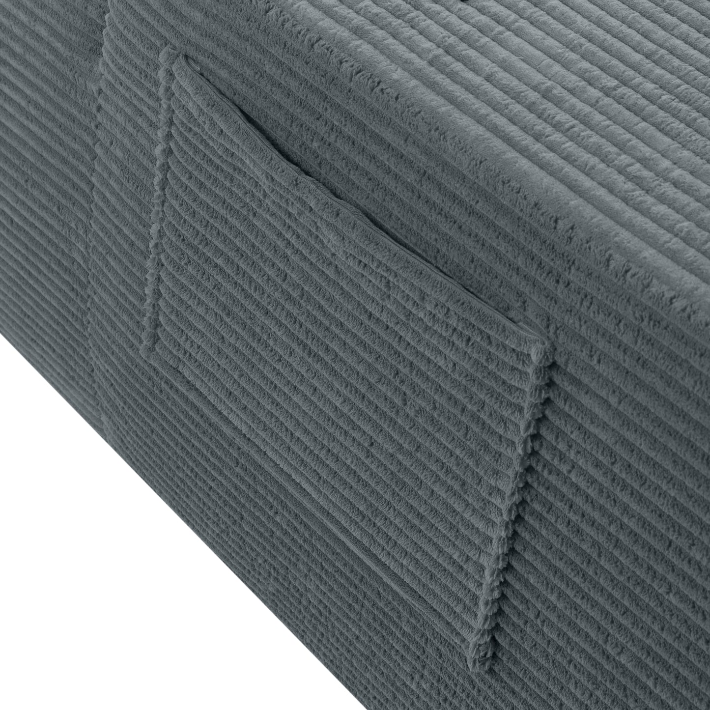 NEW Convertible Chaise Lounge Chair Corduroy with Wide Armrest & Throw Pillows - Grey - detail view 6