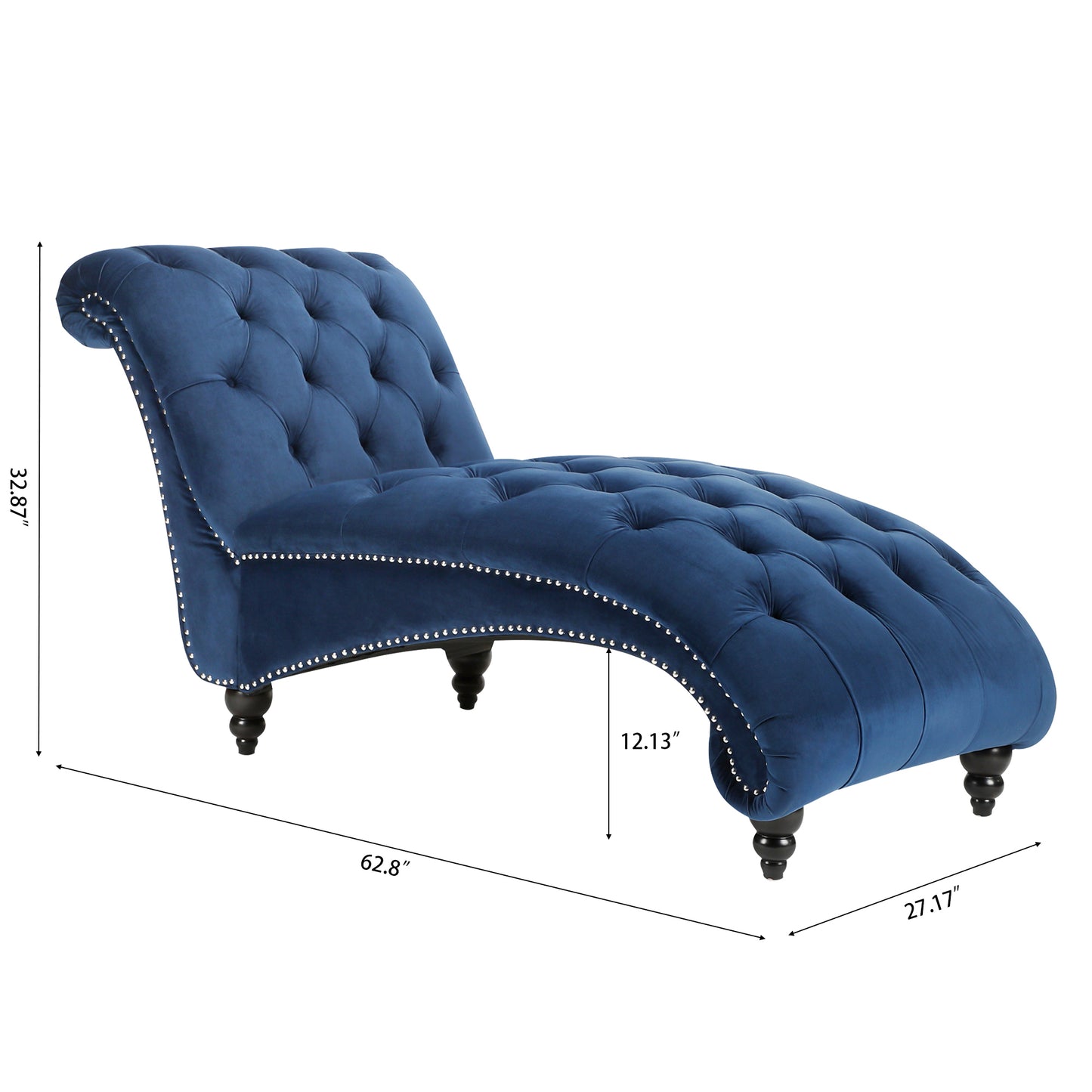 Tufted Armless Chaise Lounge - Blue - detail view 8
