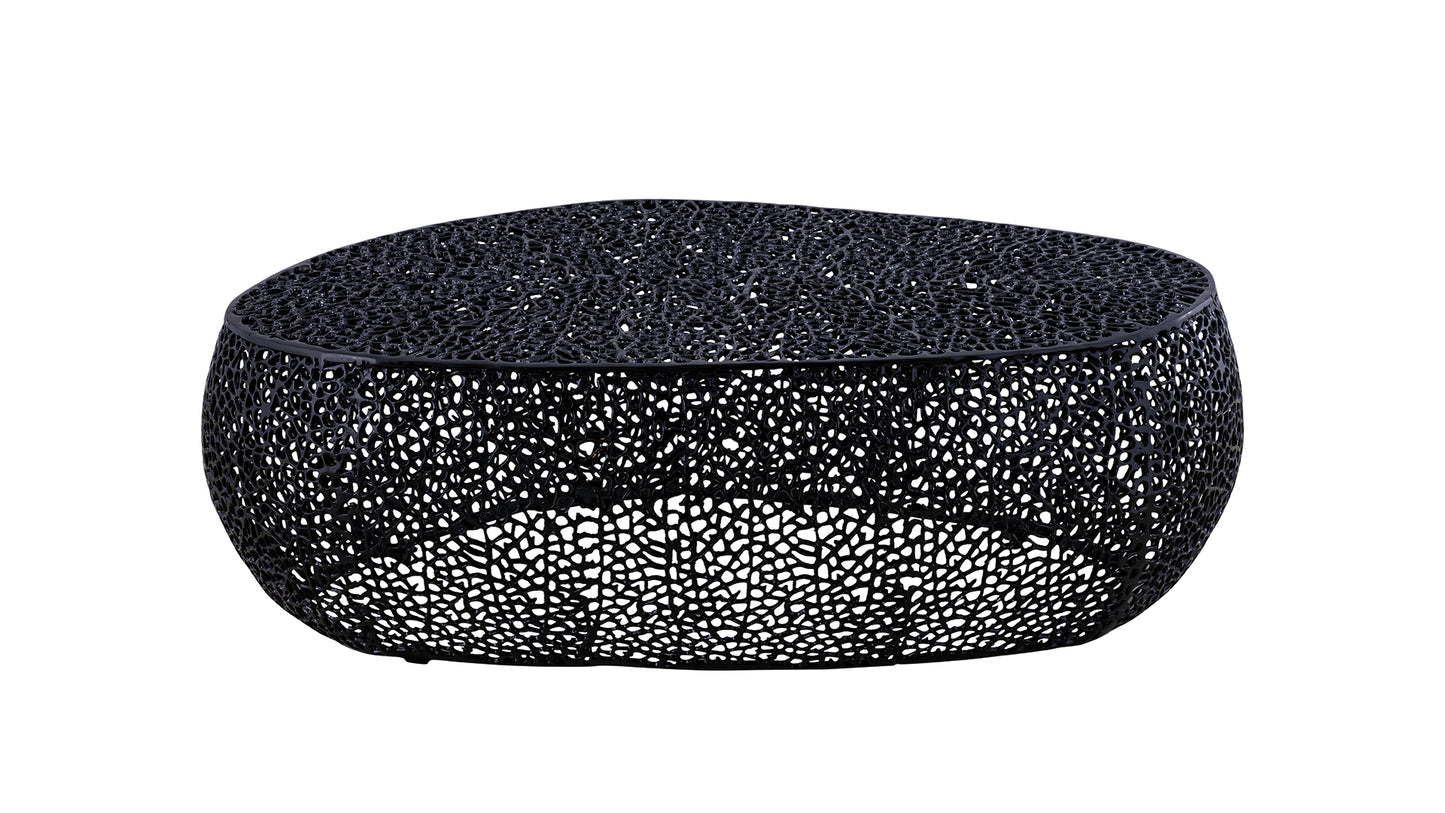 Azriel Oval Aluminum Mesh Coffee Table, Black