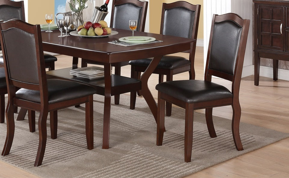 Charlotte Traditional Solid Wood Dining Chairs with Leatherette Padded Seats Set of 2 , Dark Brown