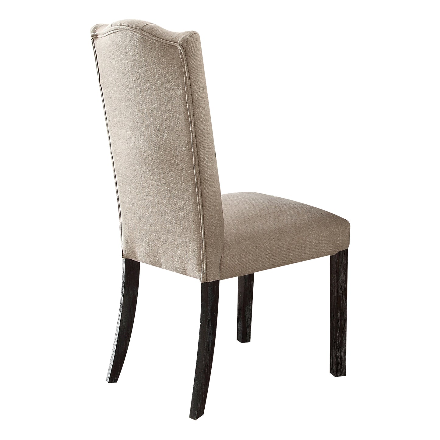 Beige and Weathered Espresso Tufted Back Side Chairs Set of 2