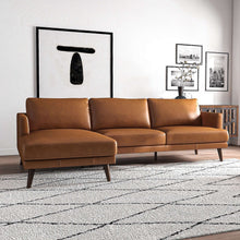 Lore  L-Shaped Genuine Leather Sectional In Tan Left Facing - detail view 4
