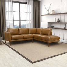 Mid-In Mod Benson Tan Leather Sectional Sofa with Right Facing Chaise - Mid-Century Modern Design - detail view 2