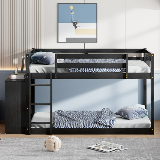 Rachel Full over Full Bunk Bed with 4 Drawers and 3 Shelves-Espresso