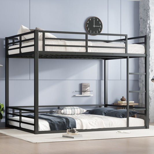 Metal Queen over Queen Bunk Bed for Teens and Adults - Black - primary color shot