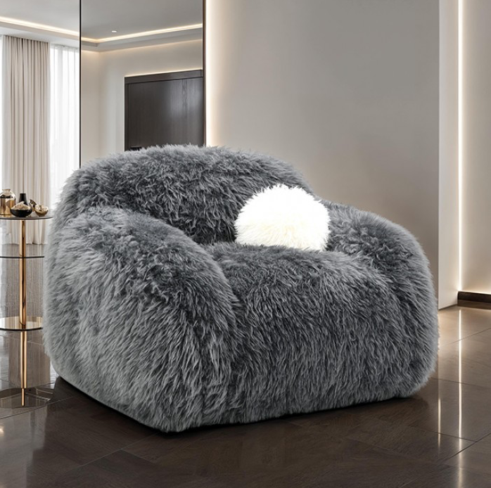 Darwen Contemporary Faux Fur Living Room Set (4 Colors)