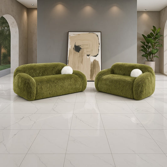 Darwen Contemporary Faux Fur Living Room Set (4 Colors)