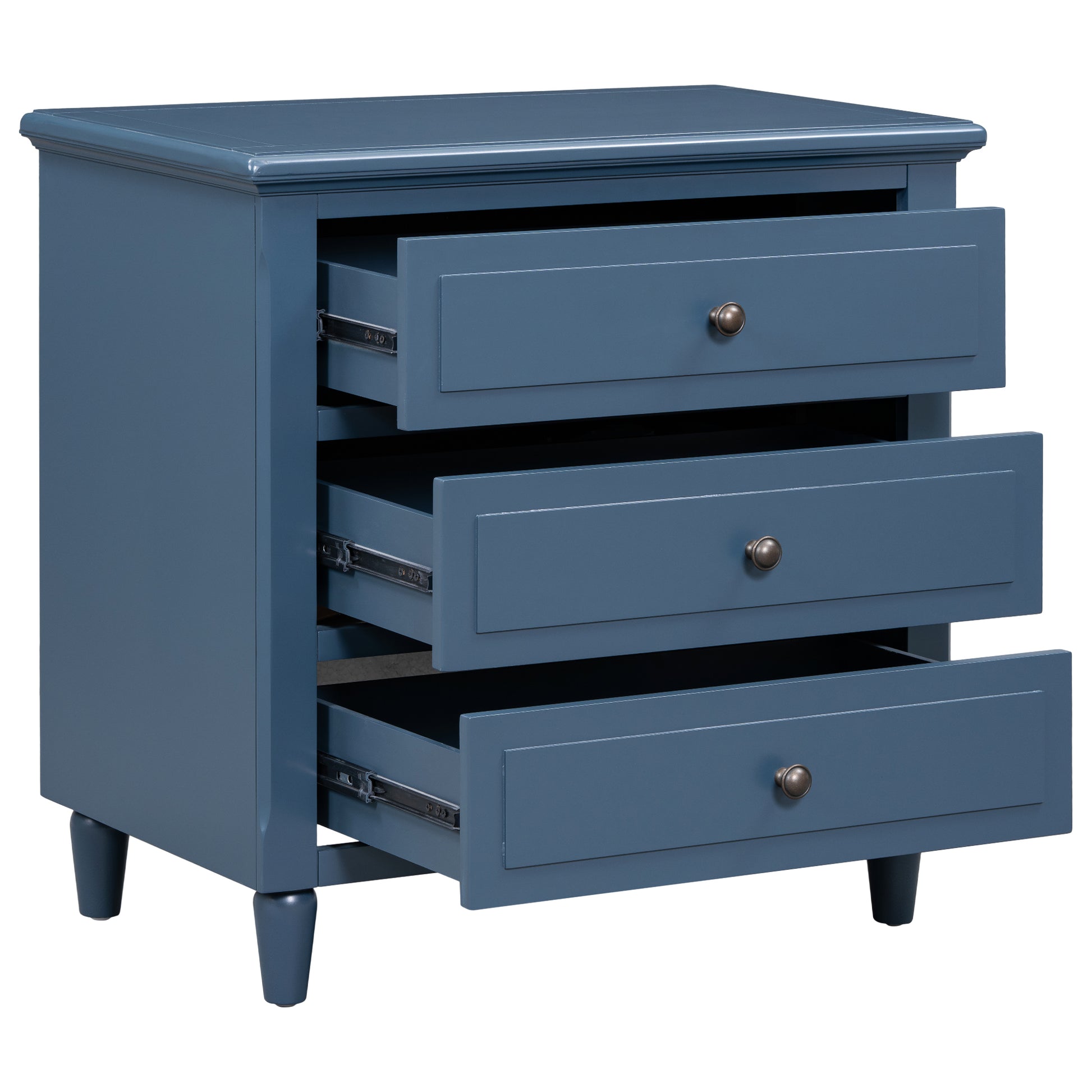 Blue Glider Nesting Tables with Wood Legs - detail view 6