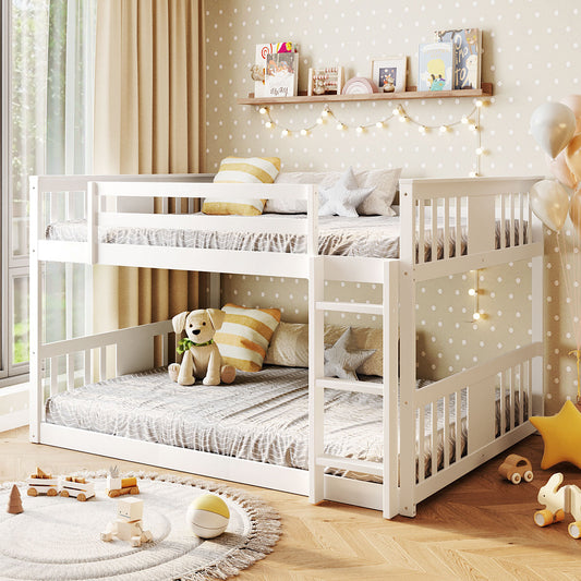 Full over Full Bunk Bed with Ladder - White - detail view 2