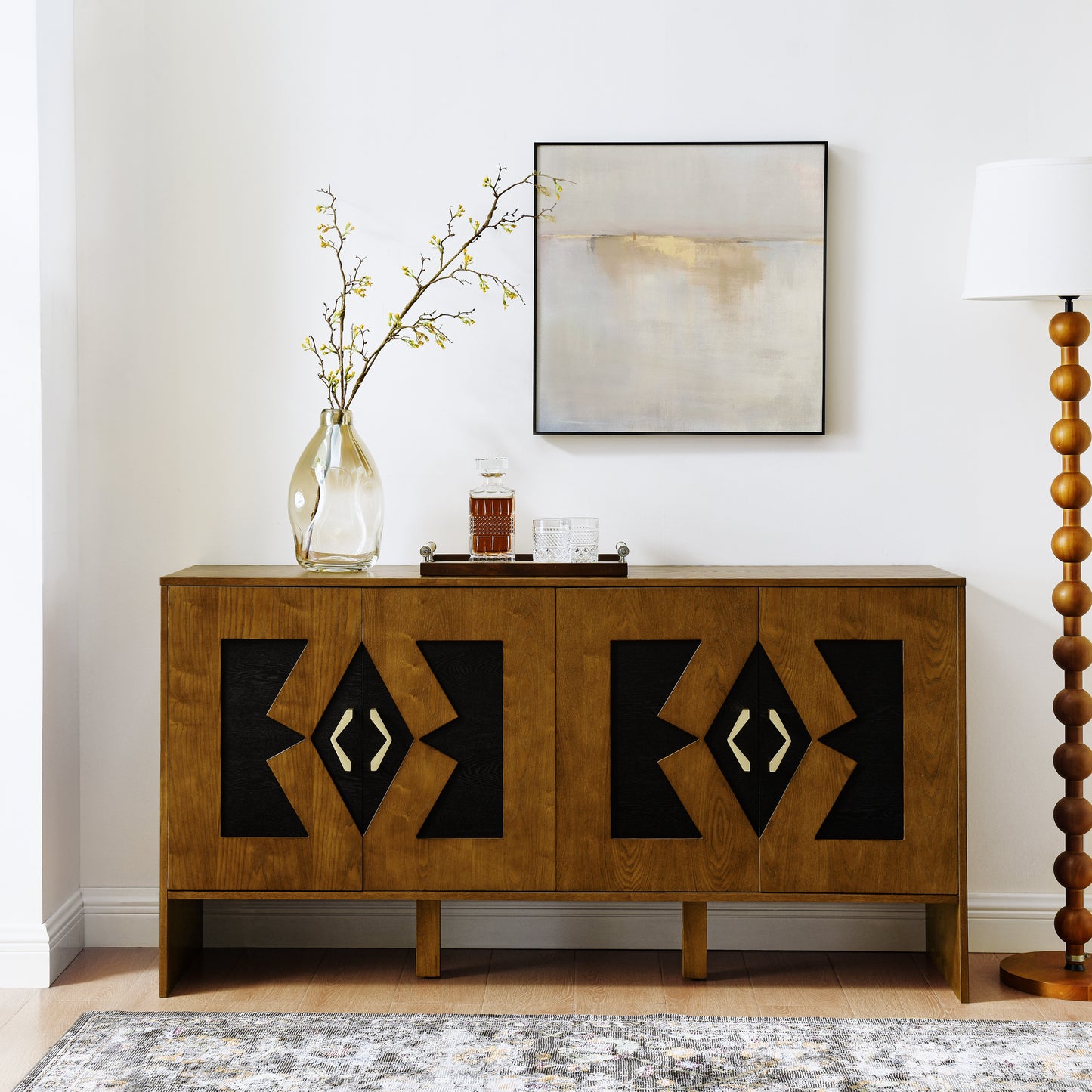 Rio Vista Diamond Sideboard – Walnut & Black