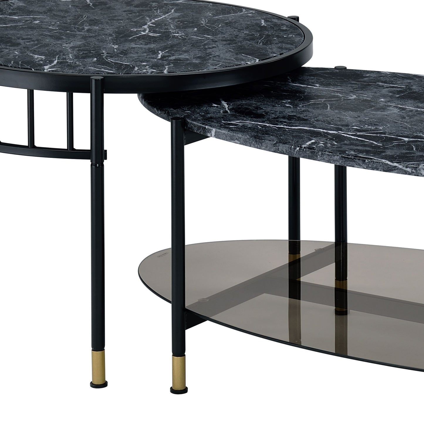 Silas Engineered Stone Top & Black Finish Nesting Table