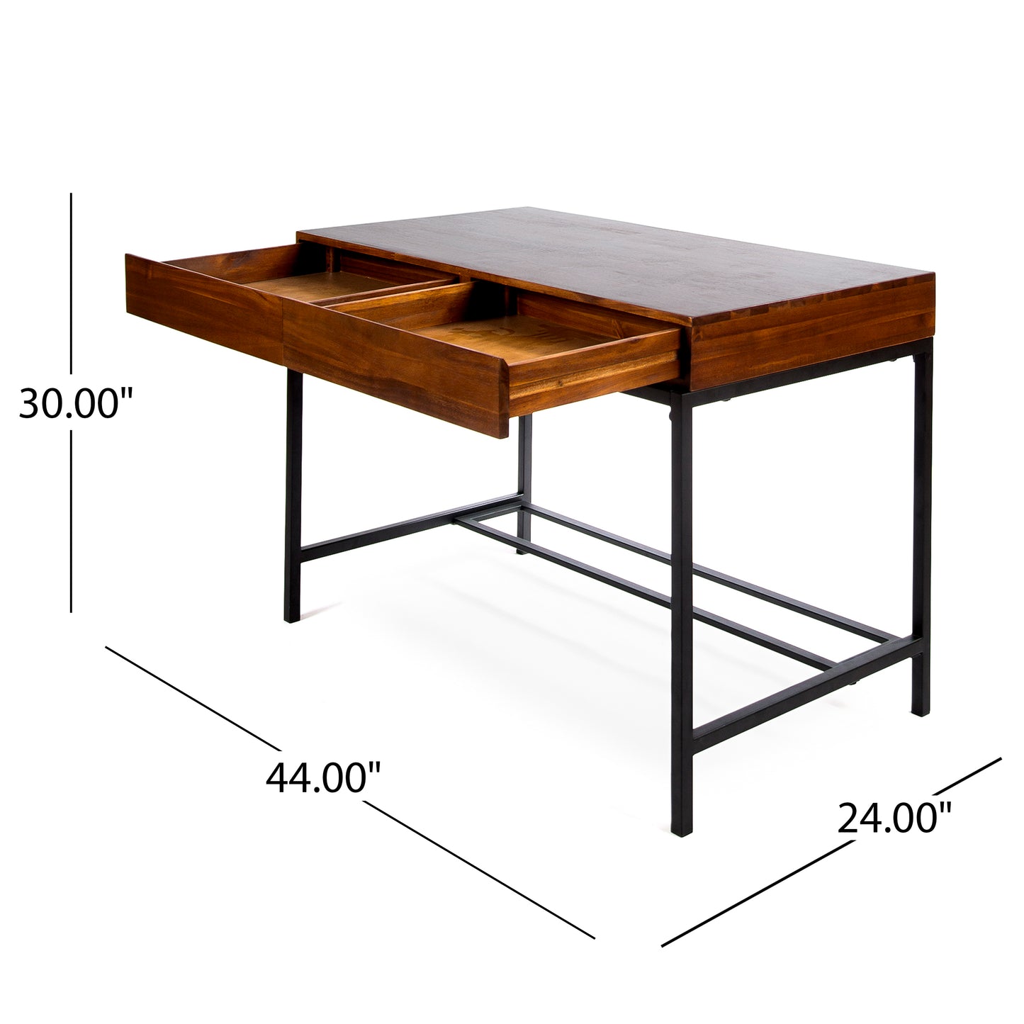 Opal Modern Industrial Writing Desk in Brown Oak