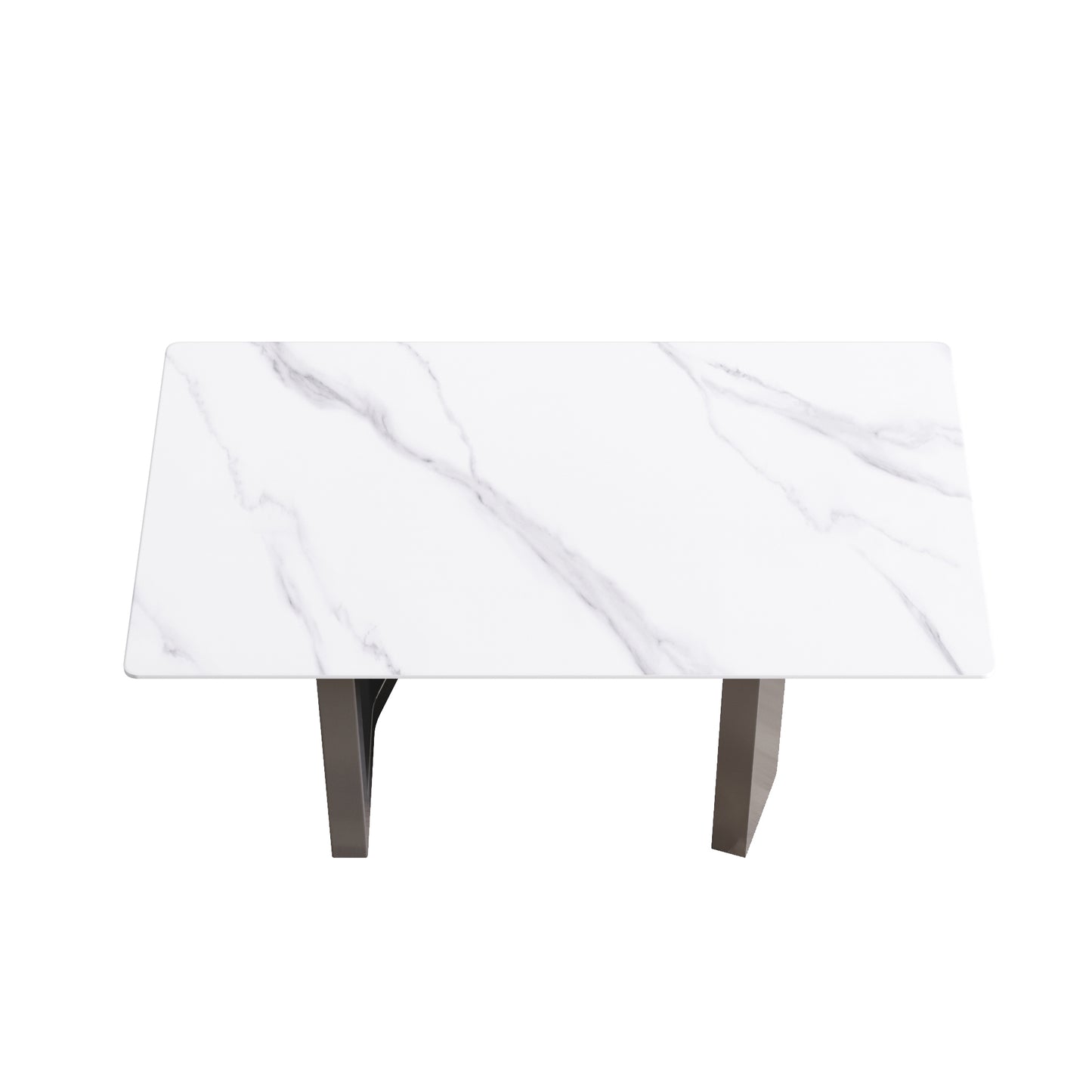 Nyx 63" Modern Sintered Stone Dining Table, White & Black