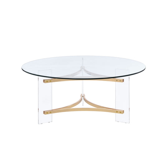 Sosi Glass Top Gold Finish Coffee Table