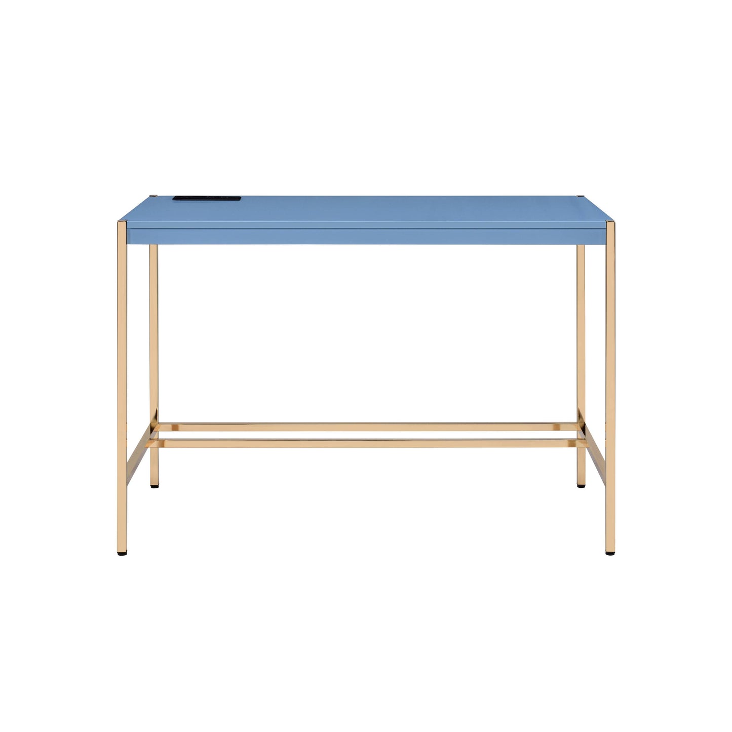 Navy Blue and Gold Writing Desk with USB Ports