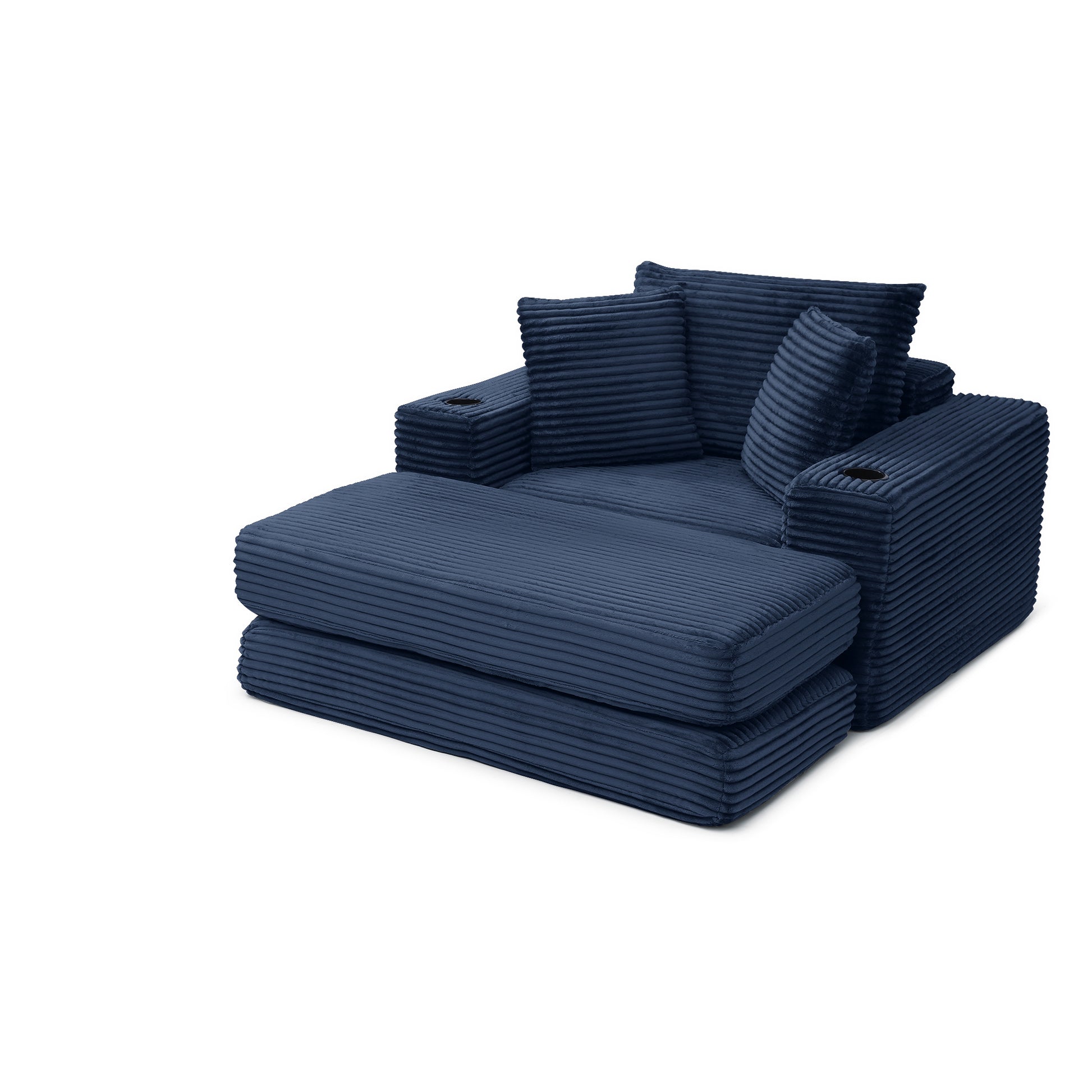 52" Boneless Chaise Lounge Chair Indoor-Oversized Cloud-Like Cozy Comfy Modular 3-in-1 Sofa Bed for Reading - Blue - detail view 7