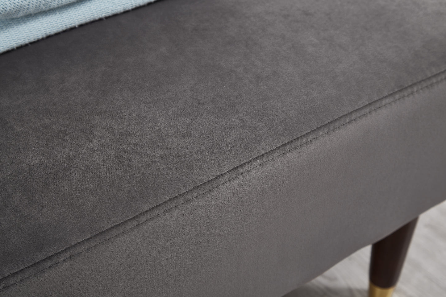 Modern Chaise Lounge Chair Velvet Upholstery (grey) - detail view 6