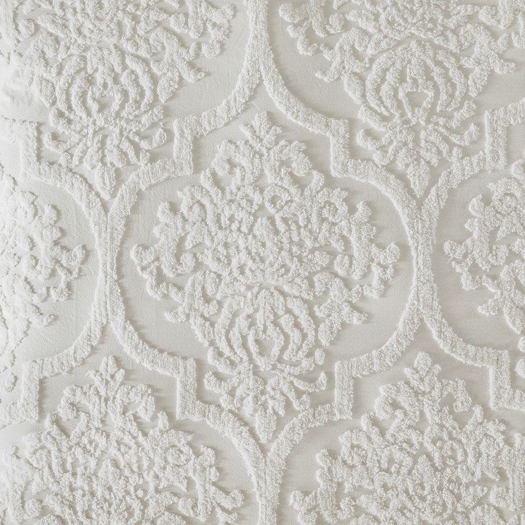 3 Piece Tufted Cotton Chenille Damask Duvet Cover Set