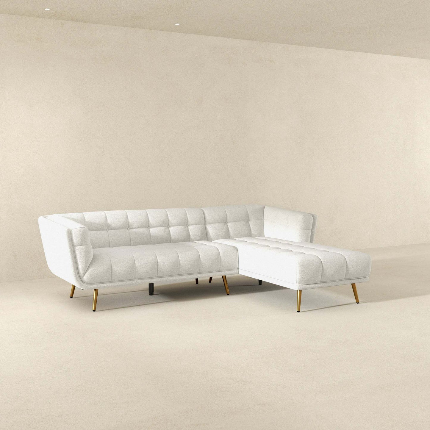 Addison Right Sectional Cream Boucle Sofa - detail view 5