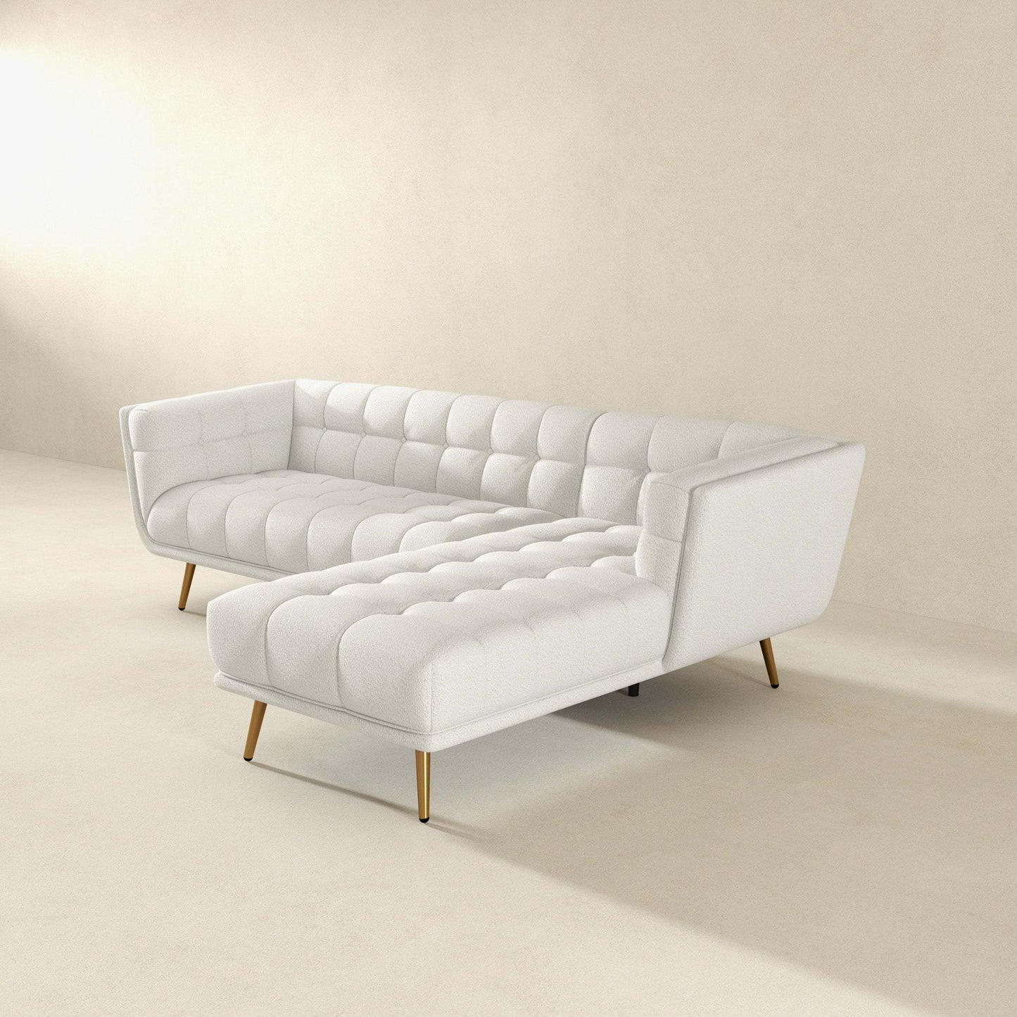 Addison Right Sectional Cream Boucle Sofa - detail view 3