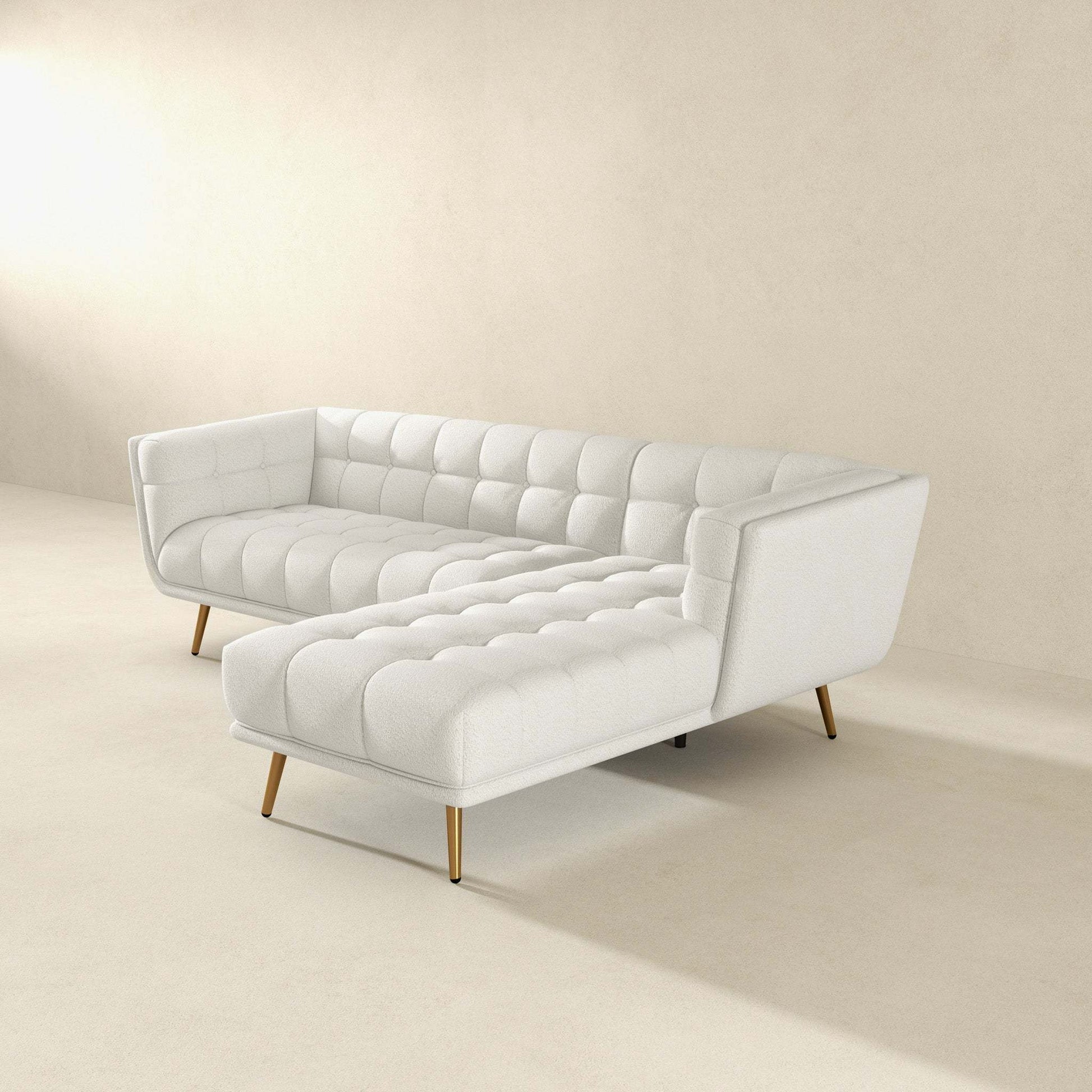 Addison Right Sectional Cream Boucle Sofa - detail view 3