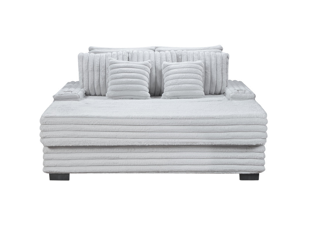 Melodia 67'w Light Gray Corduroy Oversized Sofa Chaise Lounge Chair with Cupholders & USB Charging Port - detail view 3