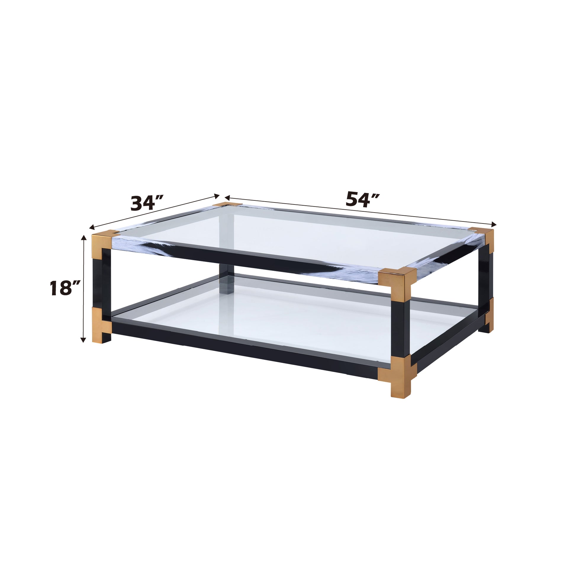 Lafty Clear Glass & White Brushed Finish Coffee Table