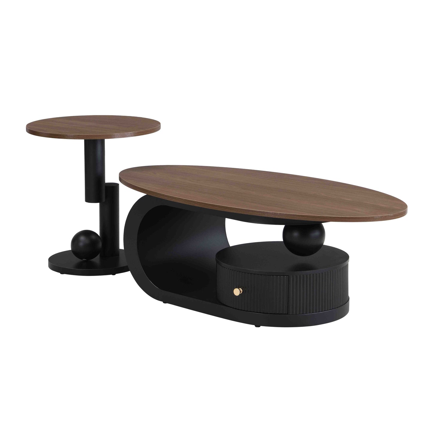 Black & Brown Steel Frame Nesting Tables with Black Legs - detail view 7