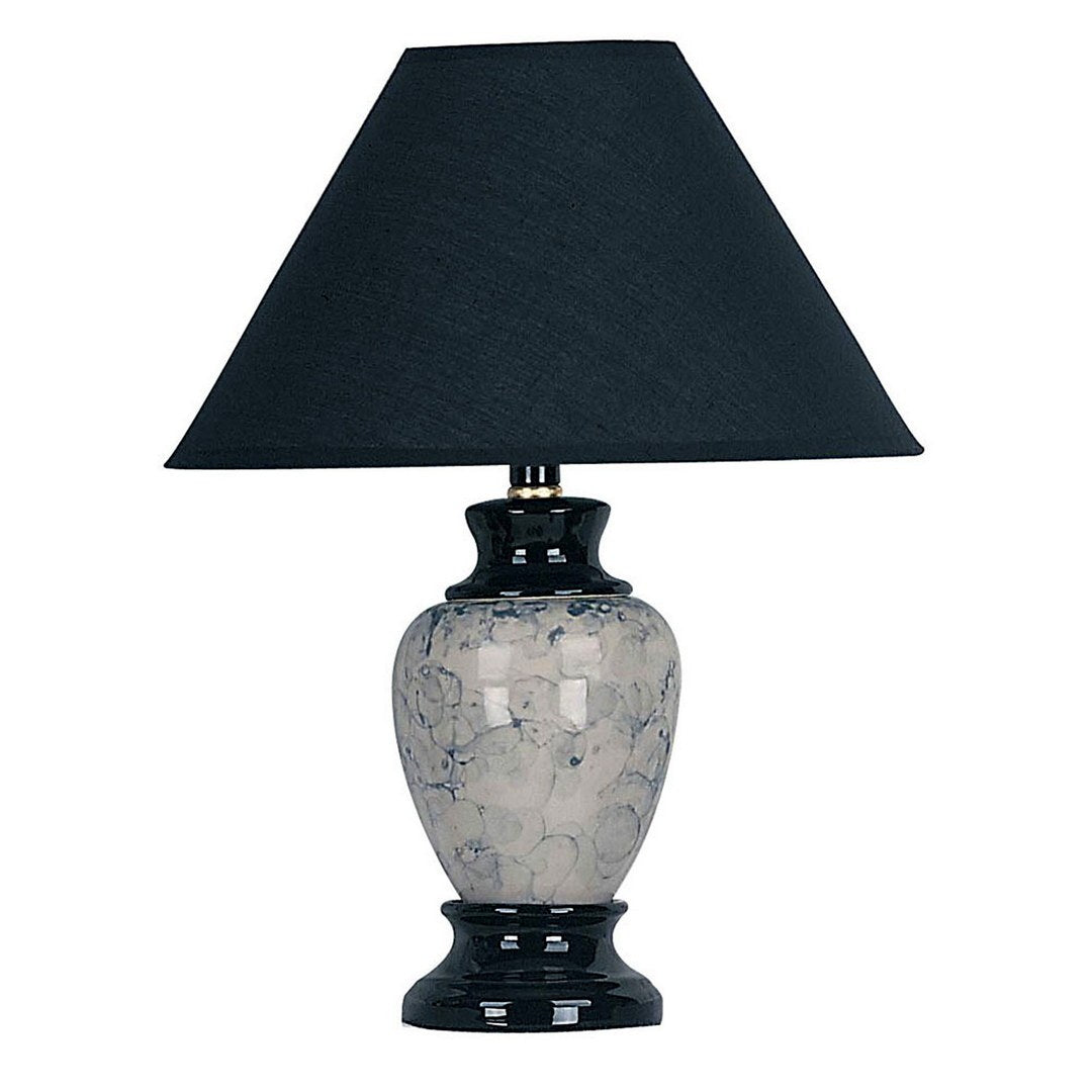 13' Tall Ceramic Table Lamp, Urn-Shaped with Black finish, Linen Shade