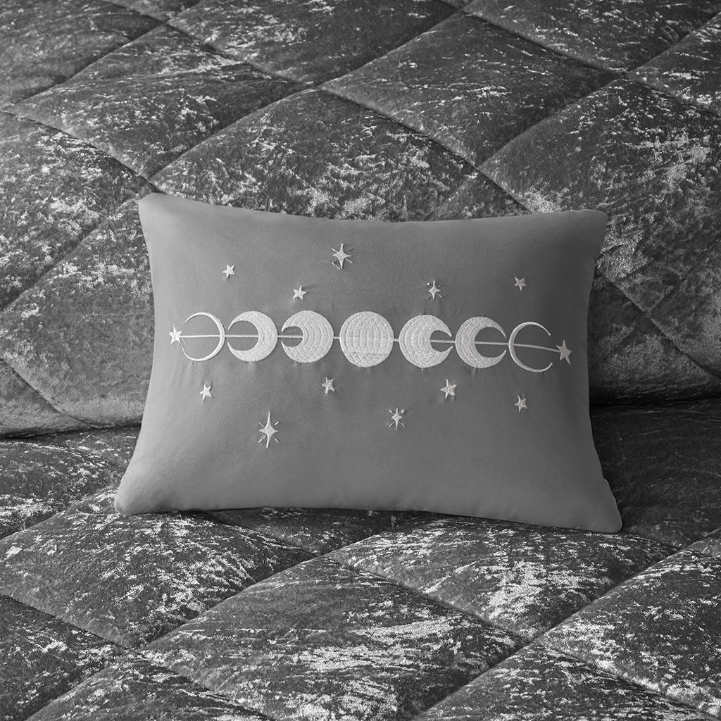 Gray Velvet Comforter Set with Throw Pillow