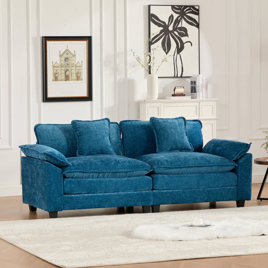 Blue Chenille Loveseat