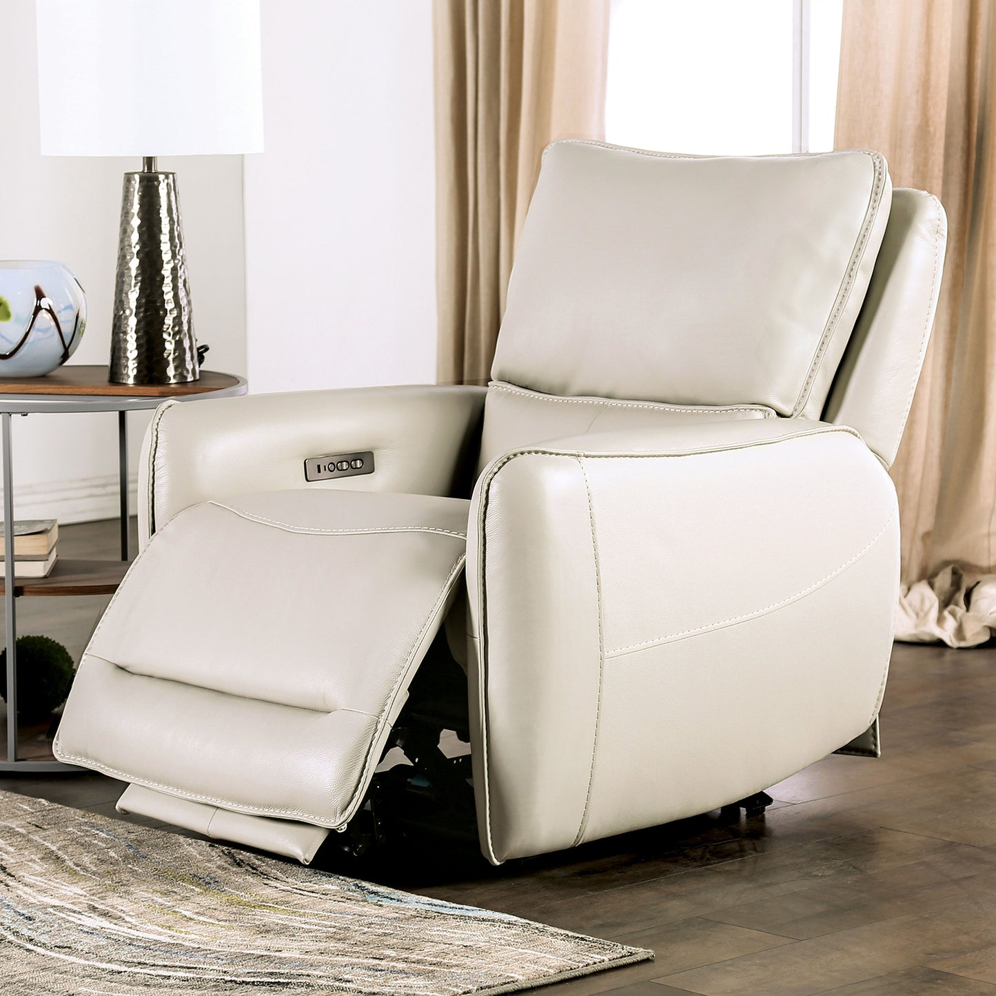 Phineas Leather Power Reclining Chair - Beige