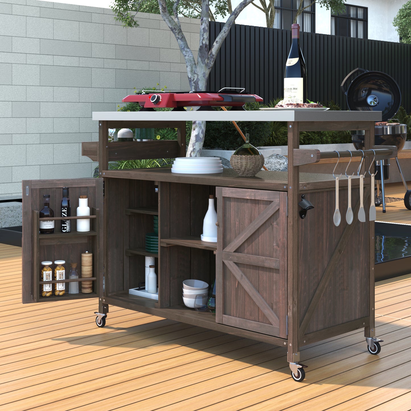 K&k Outdoor Kitchen Island - Brown - primary color shot