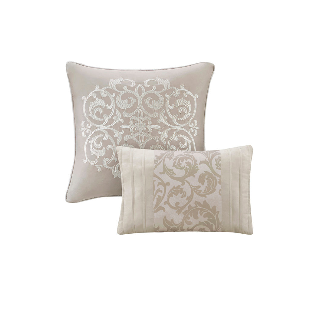Embroidered 8 Piece Comforter Set Neutral