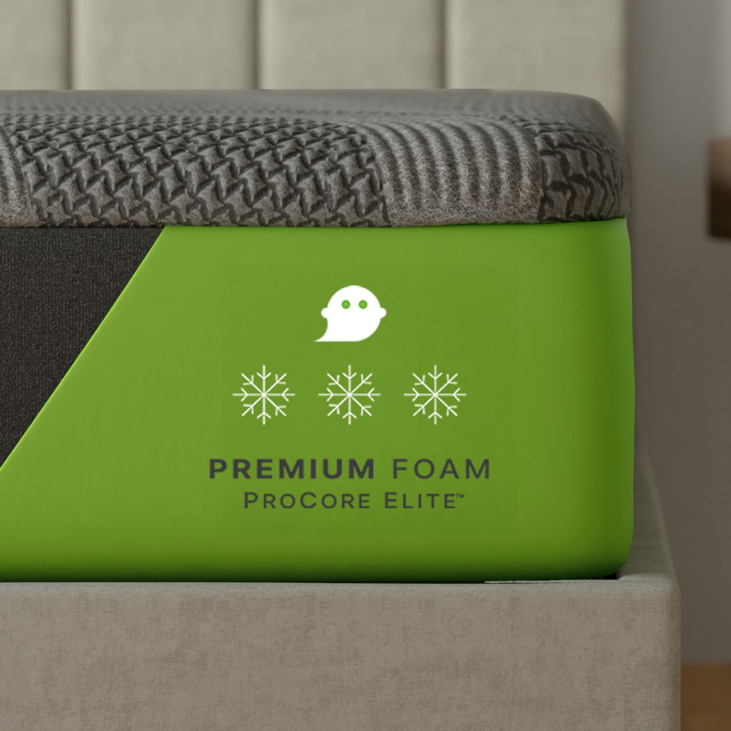Ghostbed Premium 14' Queen Foam Mattress in Grey with Cooling Ghost Ice Cover and Copper-Infused Memory Foam - detail view 6