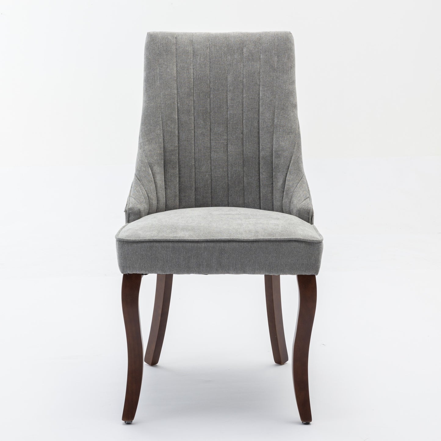 Leena Transitional Gray Linen Side Chairs Set of 2