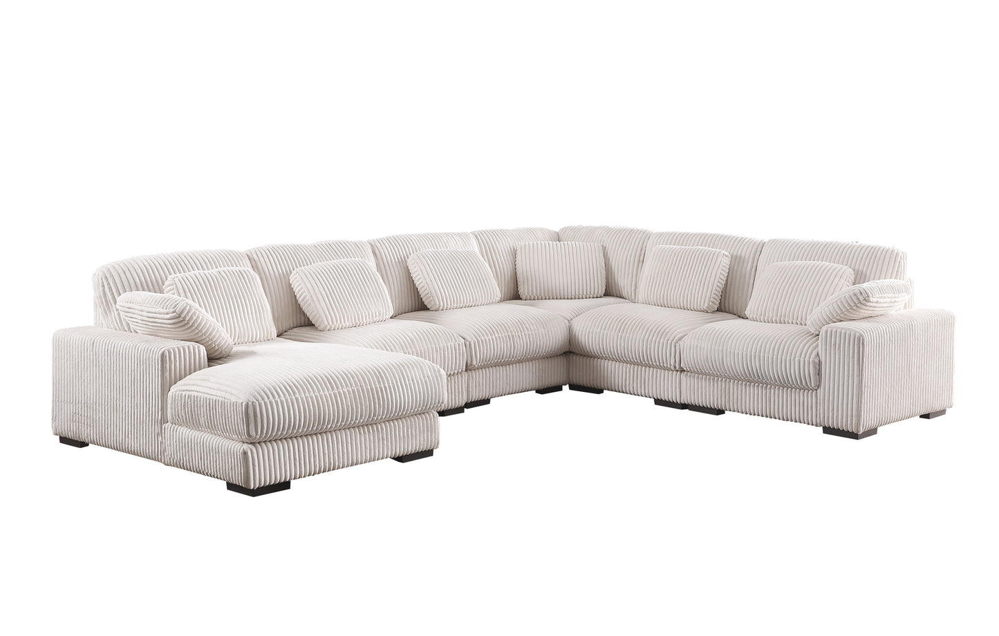 Nadine 155.5'W Beige Corduroy Modular Corner Sectional Sofa with Left-Facing Chaise - detail view 7