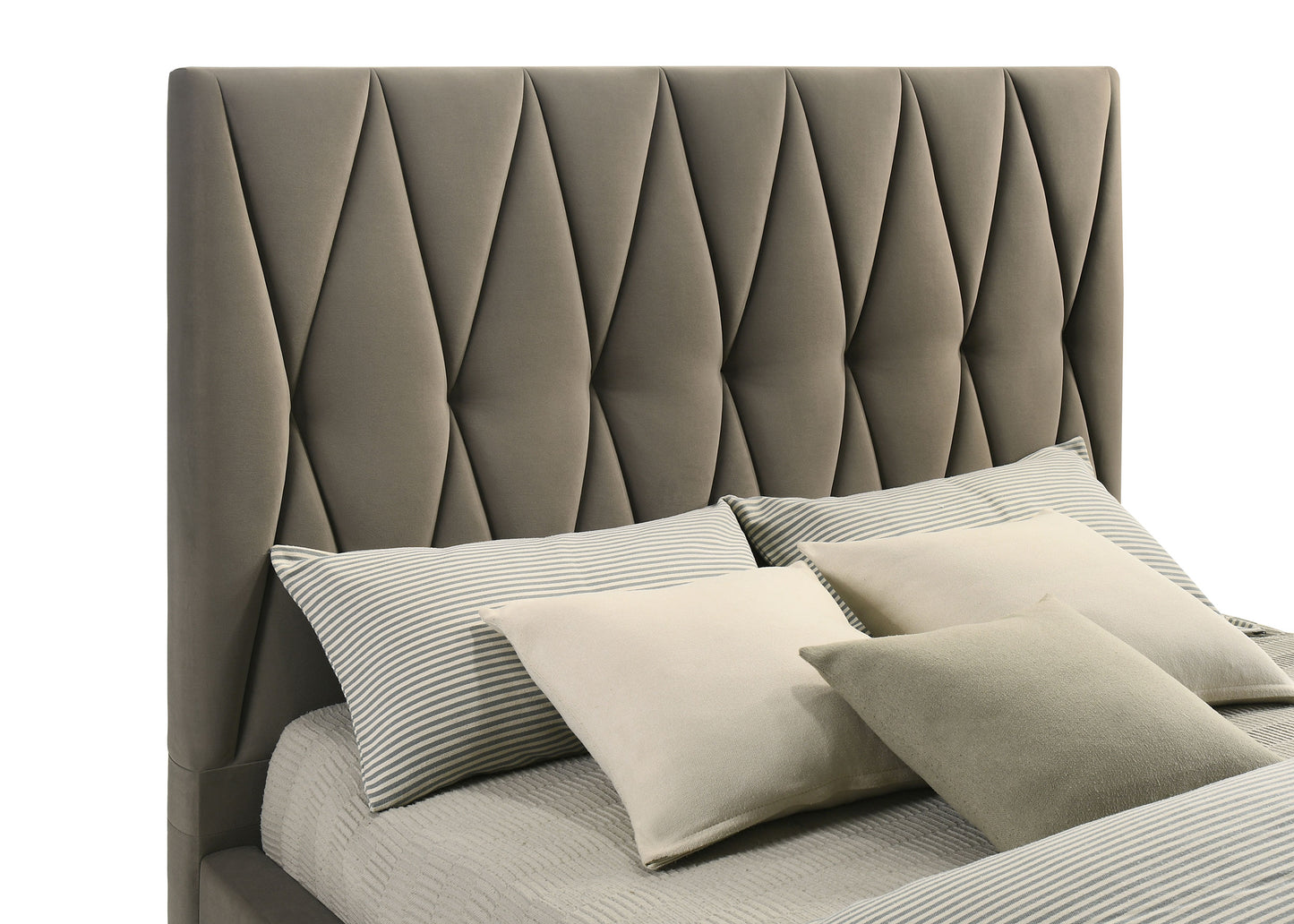 Delsea Light Brown Velvet Platform Bed – Queen