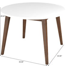 Brown and White Round Solid Wood Dining Room Table with Brown Wood Base - detail view 4