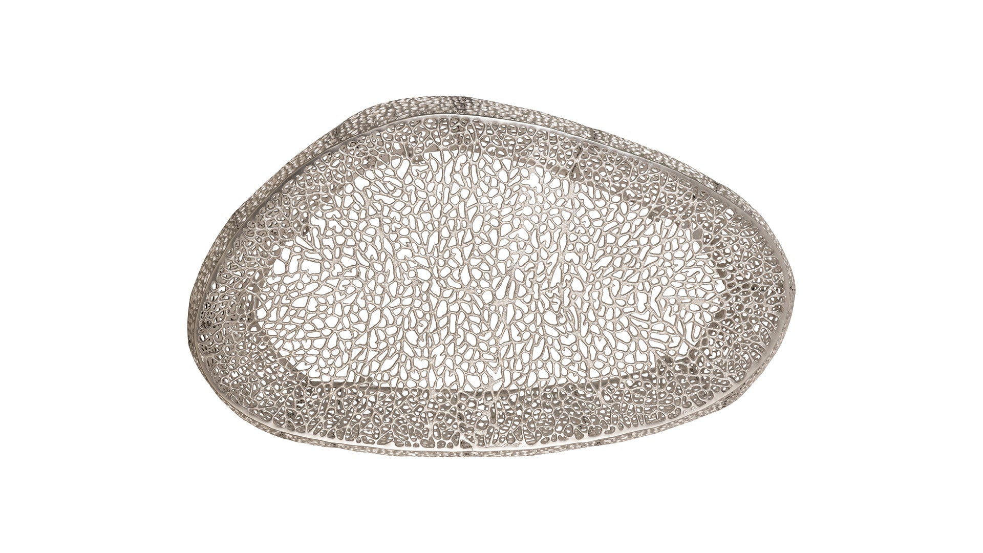 Azriel Oval Aluminum Mesh Coffee Table, Silver