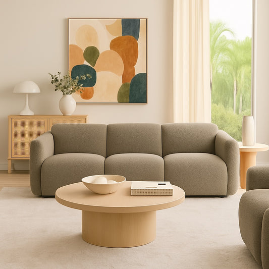 Dorset Modern Light Brown Bouclé Upholstered Sofa