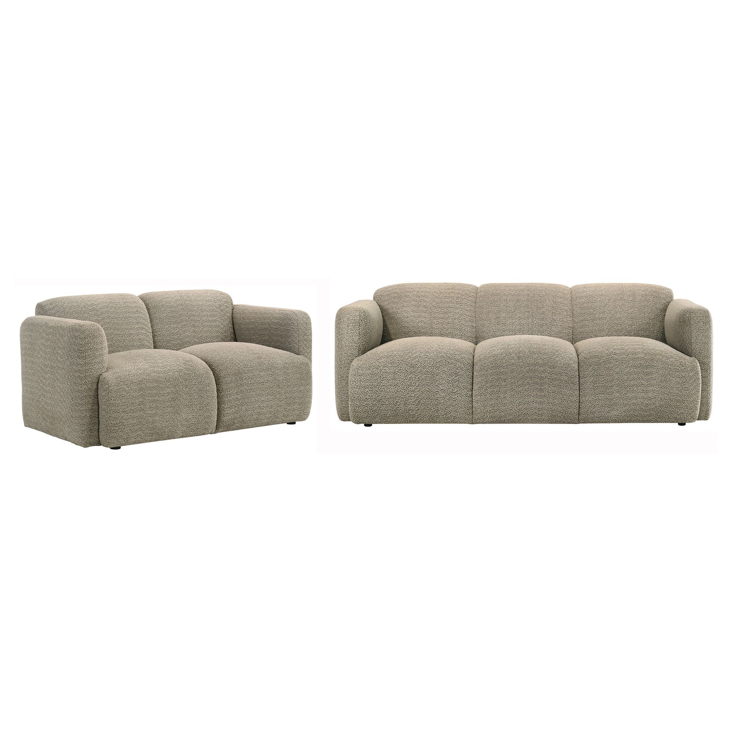 Dorset Modern Brown Bouclé Upholstered Sofa & Loveseat Set