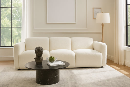 Dorset Modern White Bouclé Upholstered Sofa