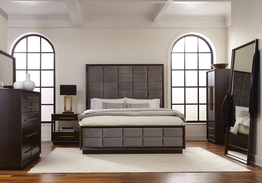 Durango 80" Tall Modern Bedroom Set, Smoked Peppercorn